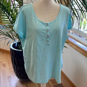 Teal Relaxed Buttoned T-Shirt
